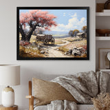 Pink Old Cart Vintage Charm - Old American Cart Canvas Wall Art