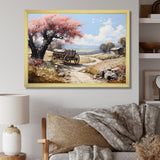 Pink Old Cart Vintage Charm - Old American Cart Canvas Wall Art