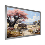 Pink Old Cart Vintage Charm - Old American Cart Canvas Wall Art