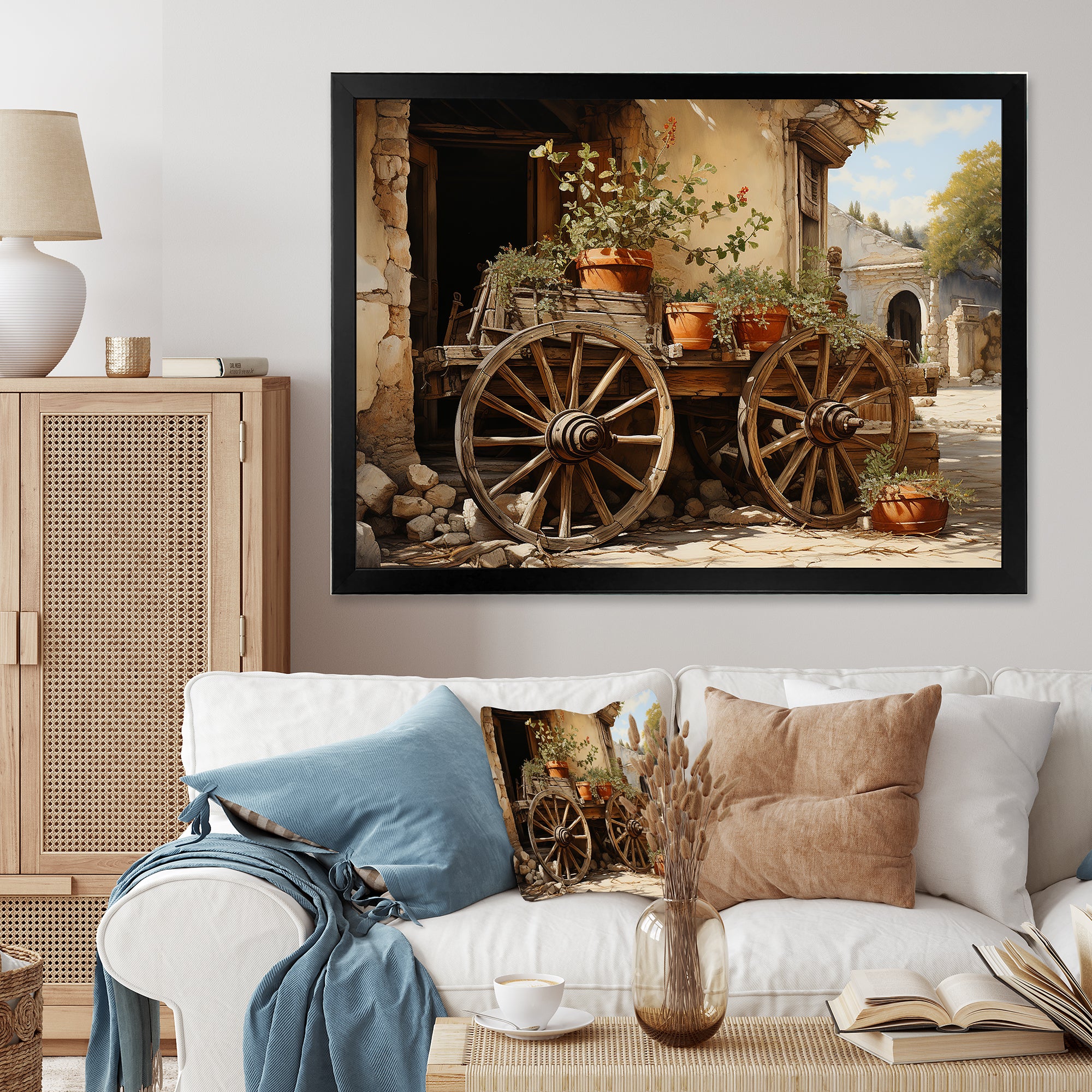 Brown Old Cart Vintage Wheels I - Old American Cart Canvas Wall Art