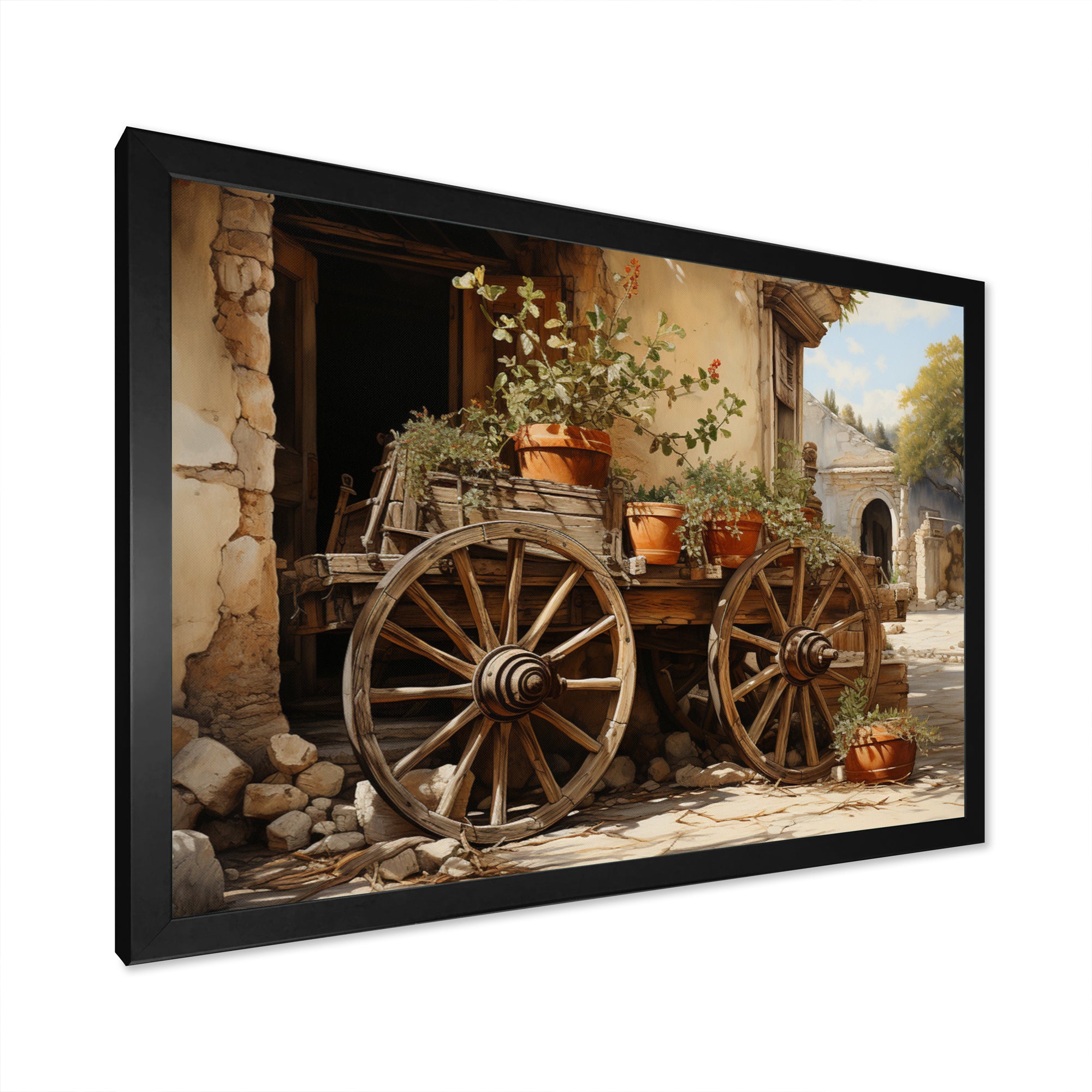 Brown Old Cart Vintage Wheels I - Old American Cart Canvas Wall Art