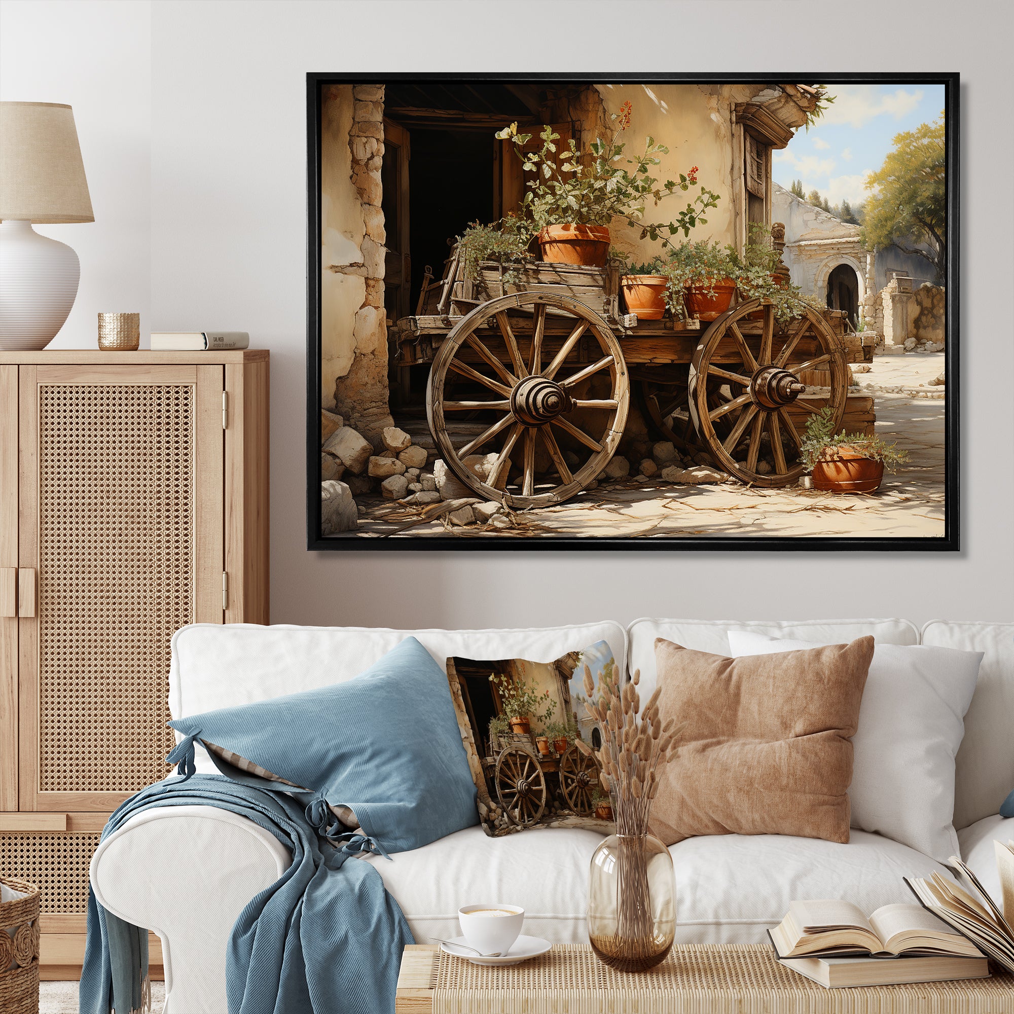 Brown Old Cart Vintage Wheels I - Old American Cart Canvas Wall Art