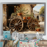 Brown Old Cart Vintage Wheels I - Old American Cart Canvas Wall Art