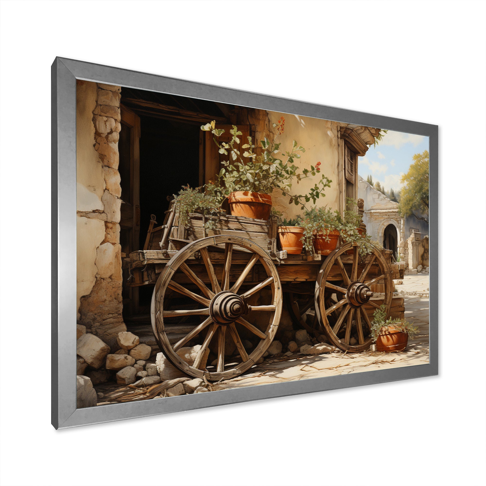 Brown Old Cart Vintage Wheels I - Old American Cart Canvas Wall Art