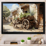 Brown Old Cart Wheels Of - Old American Cart Canvas Wall Art