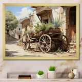Brown Old Cart Wheels Of - Old American Cart Canvas Wall Art
