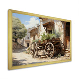 Brown Old Cart Wheels Of - Old American Cart Canvas Wall Art