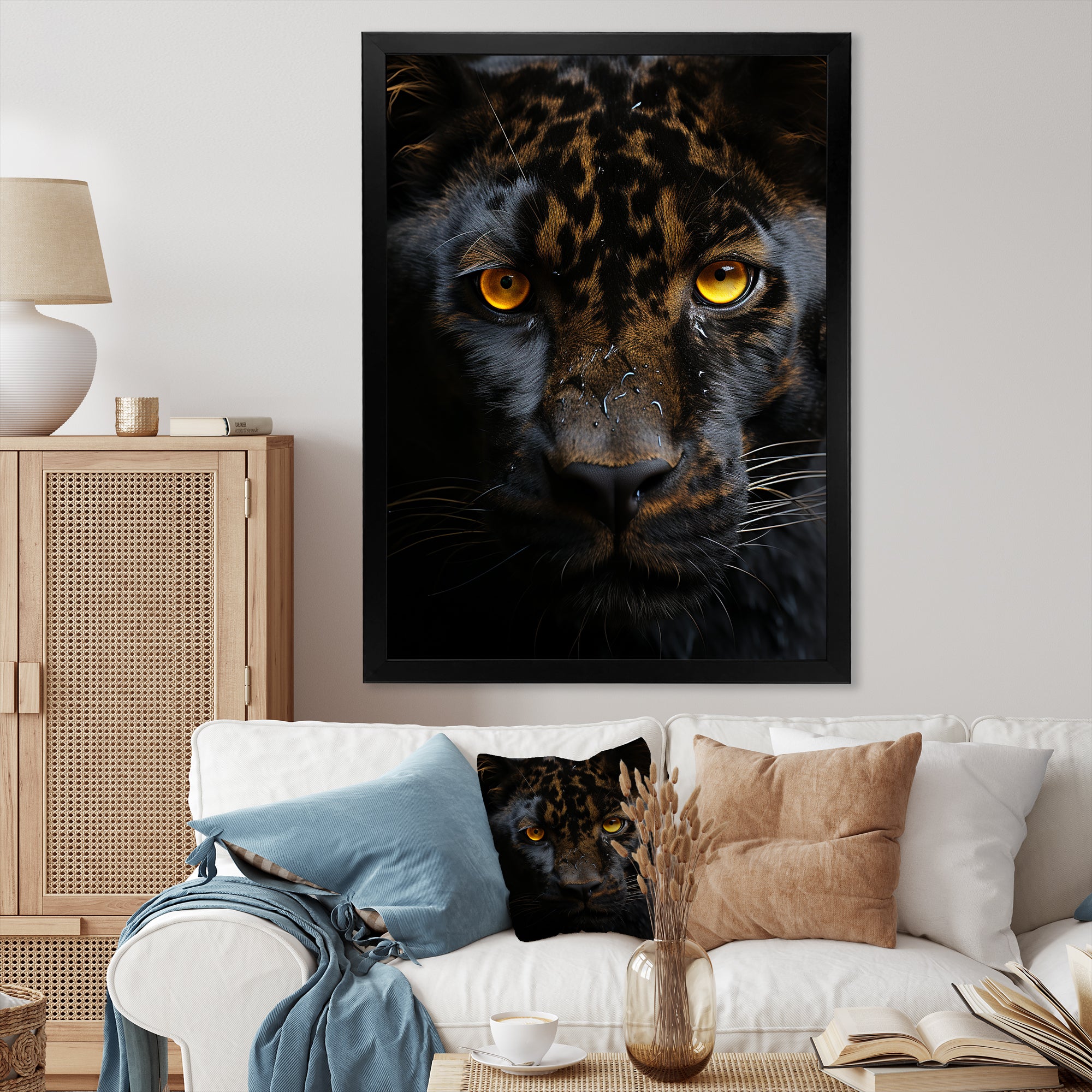 Black White Panther Eyes Of Intensity - Panther Wall Decor