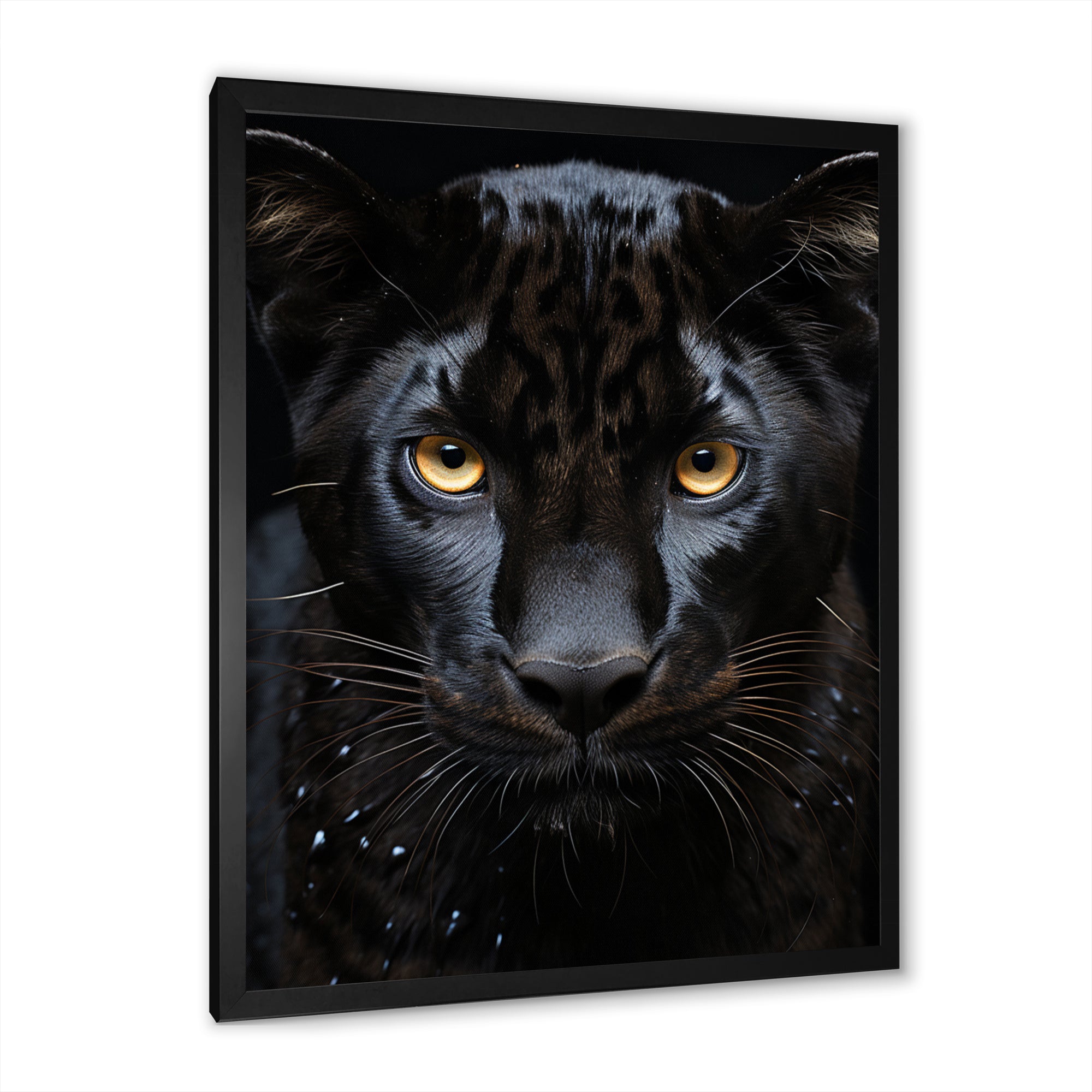 Black White Panther Portrait Vibrant - Black Panther Wall Art