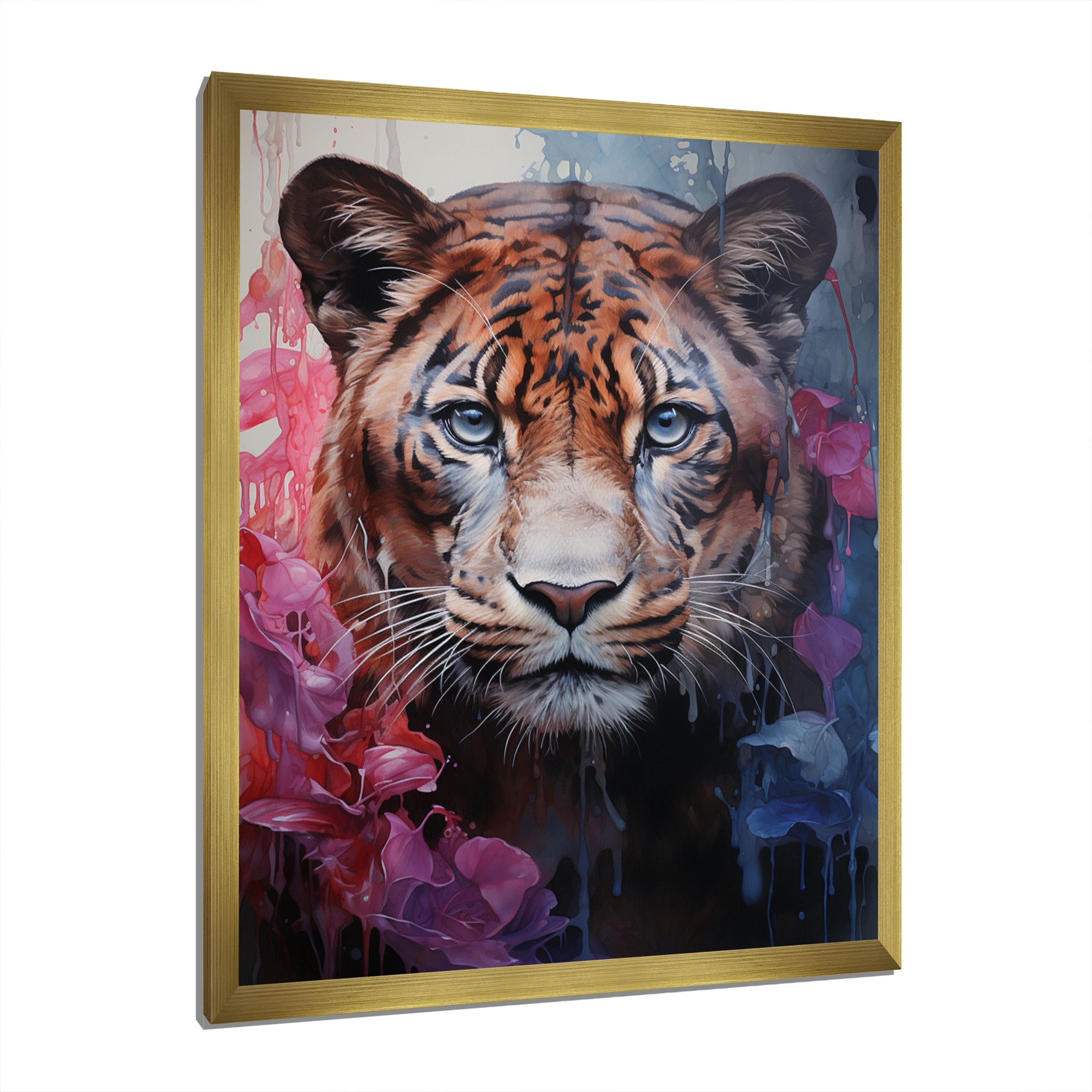 White Pink Panther Surreal Shadows Watercolor - White Panther Wall Art