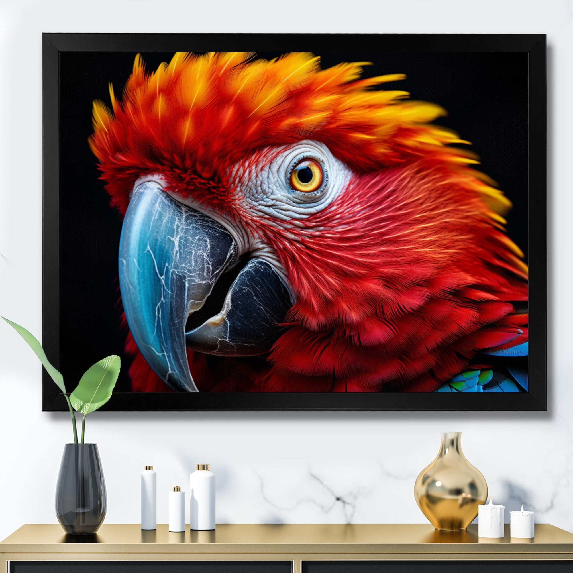 Red Parrot Colorful Parrot - Parrot Canvas Wall Art