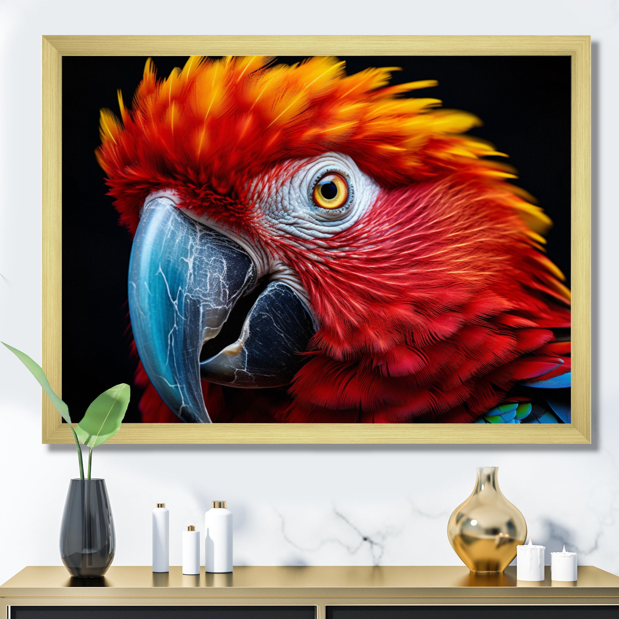 Red Parrot Colorful Parrot - Parrot Canvas Wall Art