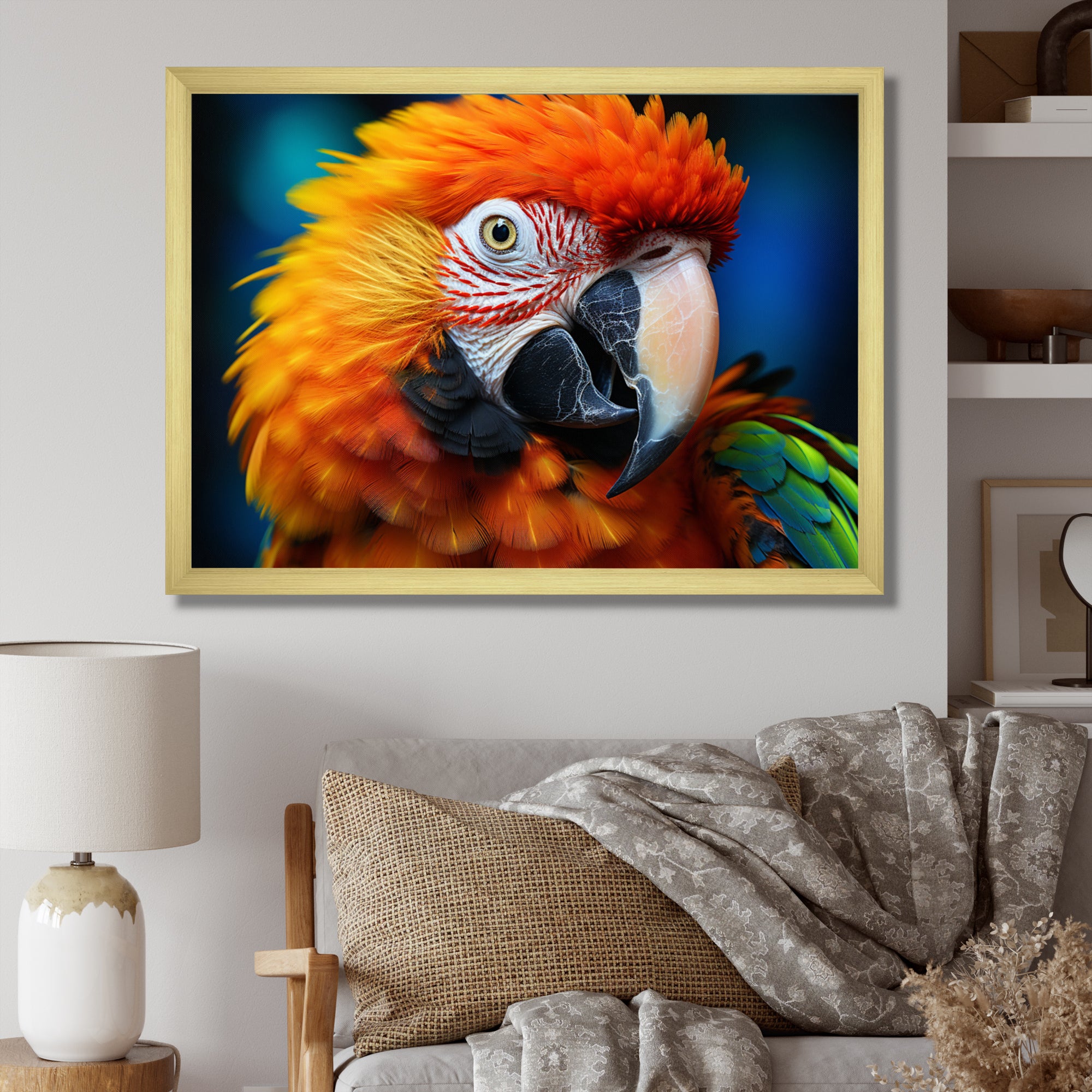 Yellow Red Parrot Colorful Parrot - Parrot Canvas Wall Art