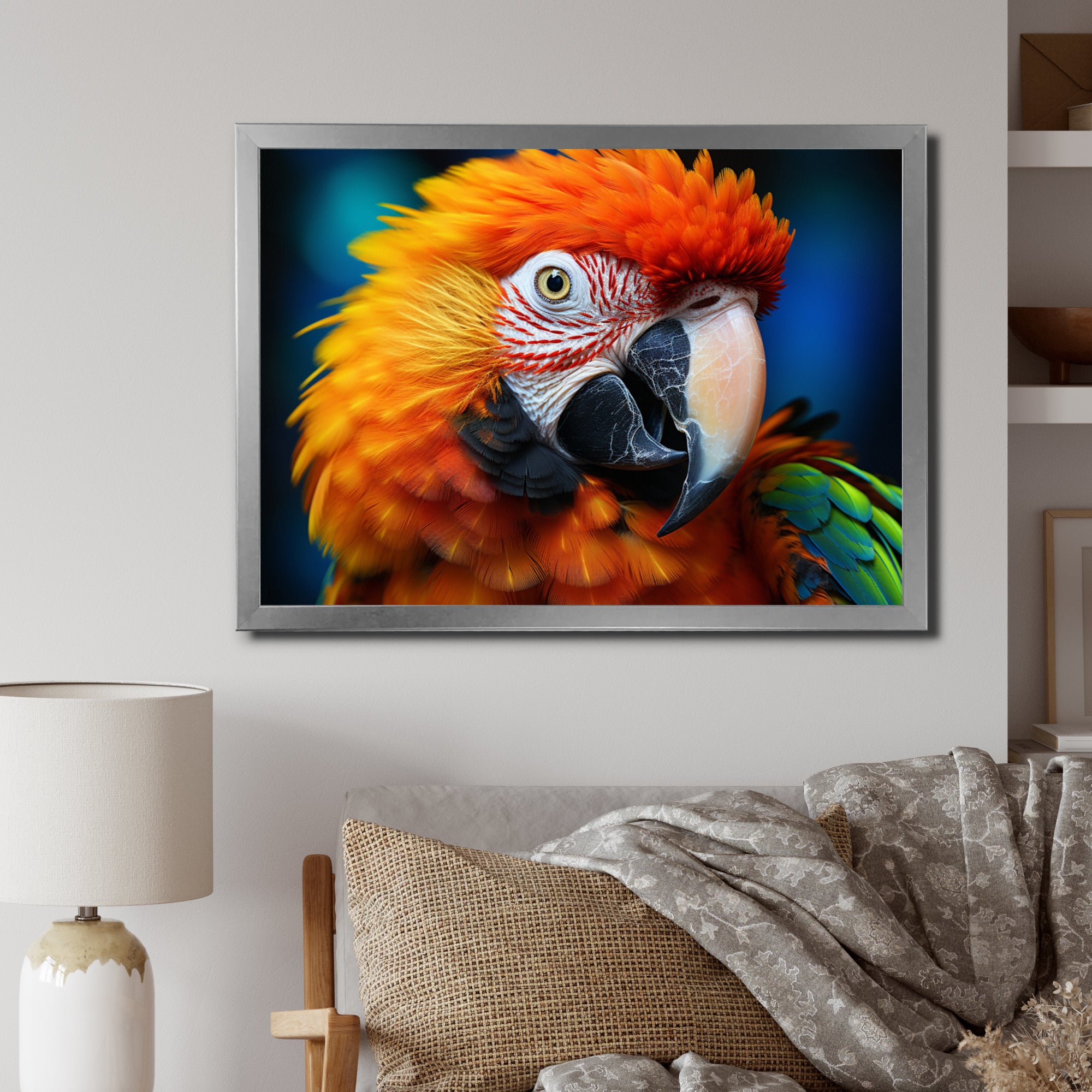 Yellow Red Parrot Colorful Parrot - Parrot Canvas Wall Art
