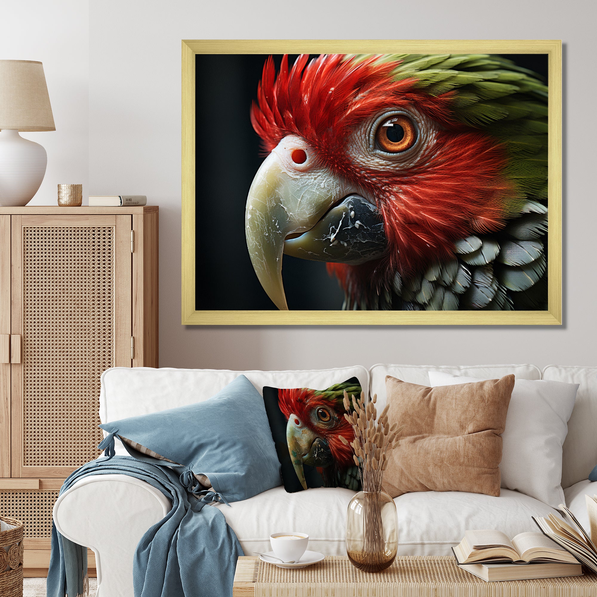 Red Parrot Portrait - Parrot Wall Art Prints