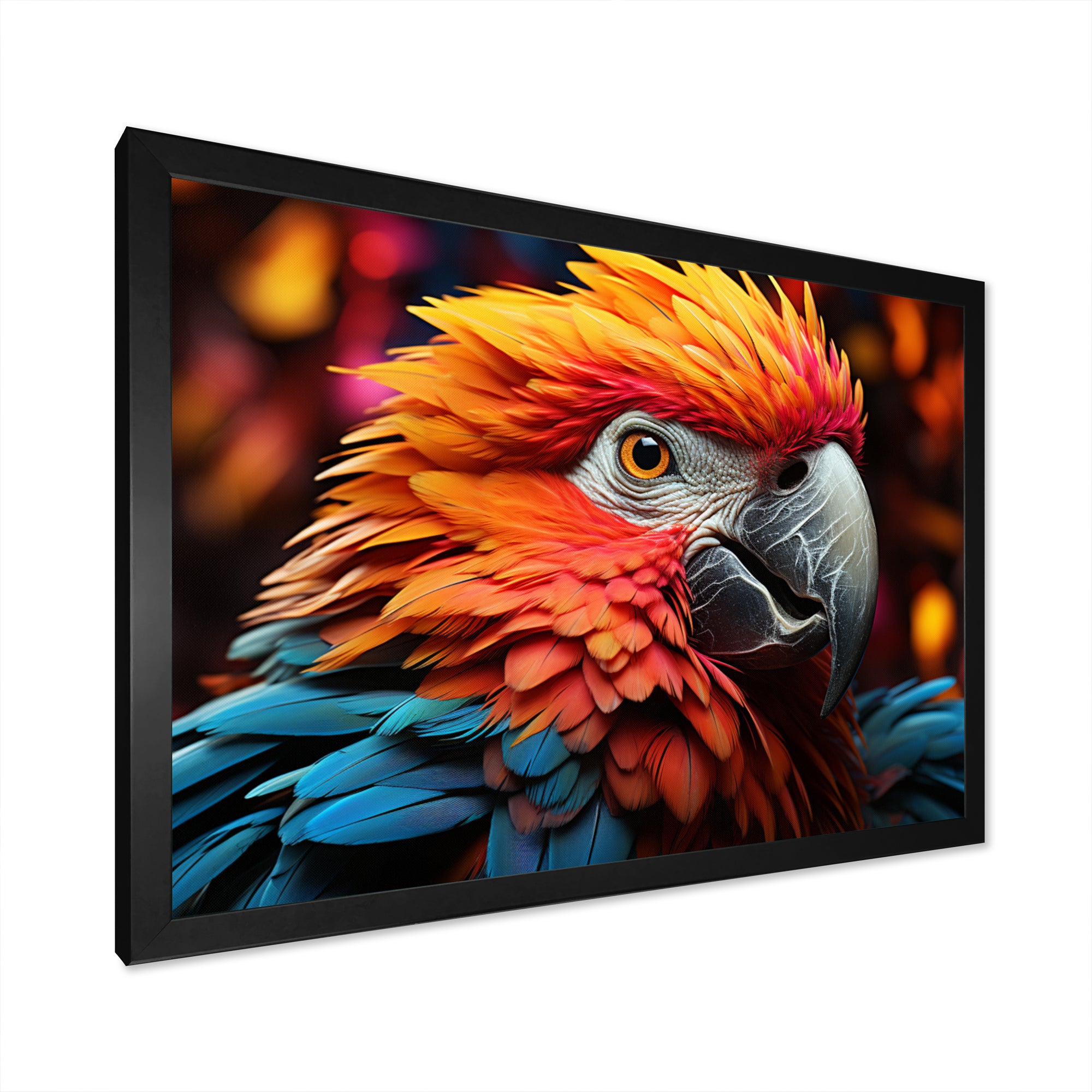 Orange Parrot Vibrant Plumage Geometric - Parrot Home Decor Art