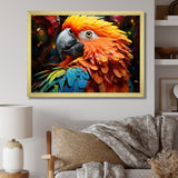 Yellow Red Parrot Vibrant Plumage Geometric - Parrot Living Room Wall Art