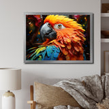 Yellow Red Parrot Vibrant Plumage Geometric - Parrot Living Room Wall Art