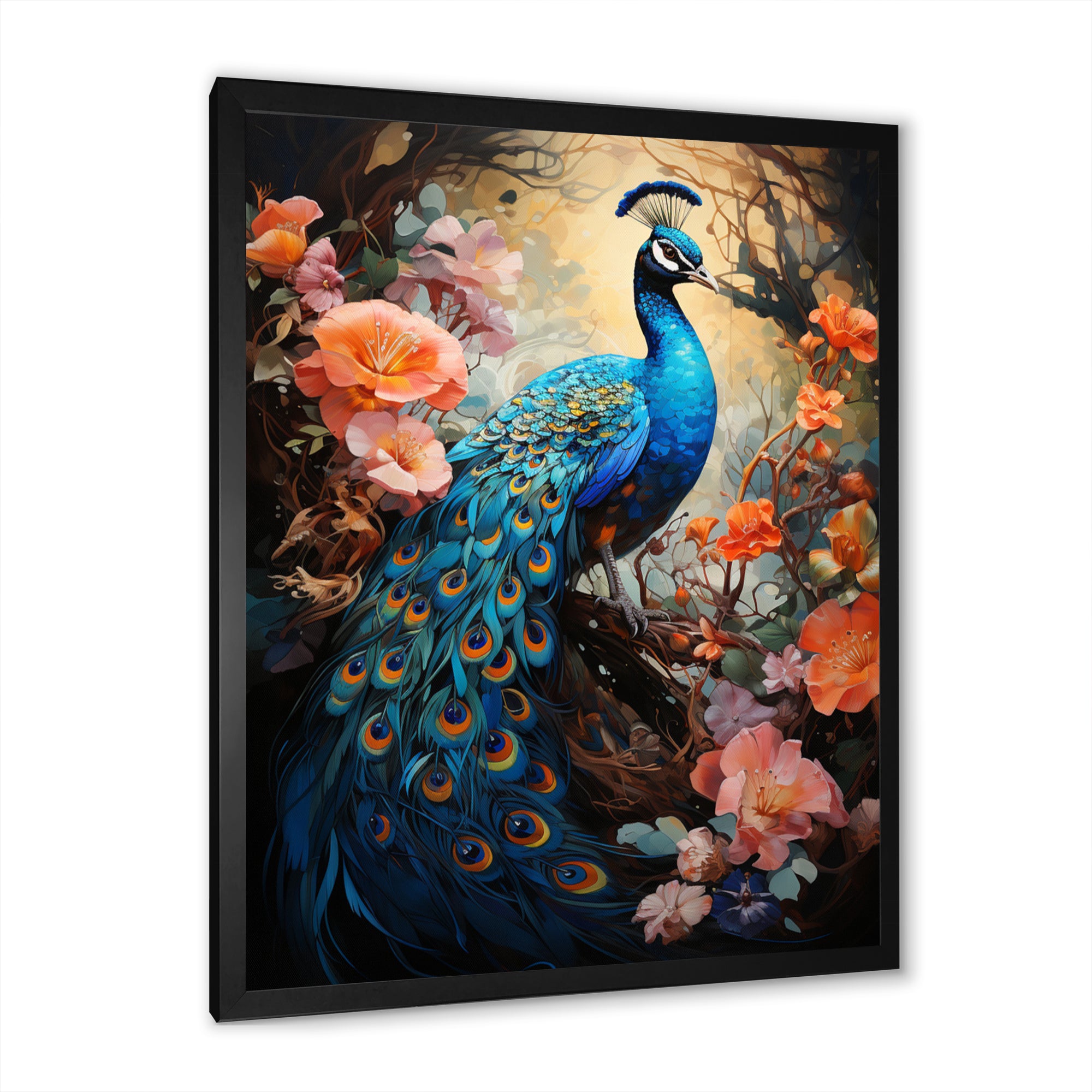 Peacock Luminous - Peacock Living Room Wall Art