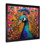 Teal Pink Pop Art Peacock - Peacock Canvas Wall Art