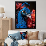 Teal Peacock Portrait Vibrant - Peacock Wall Decor