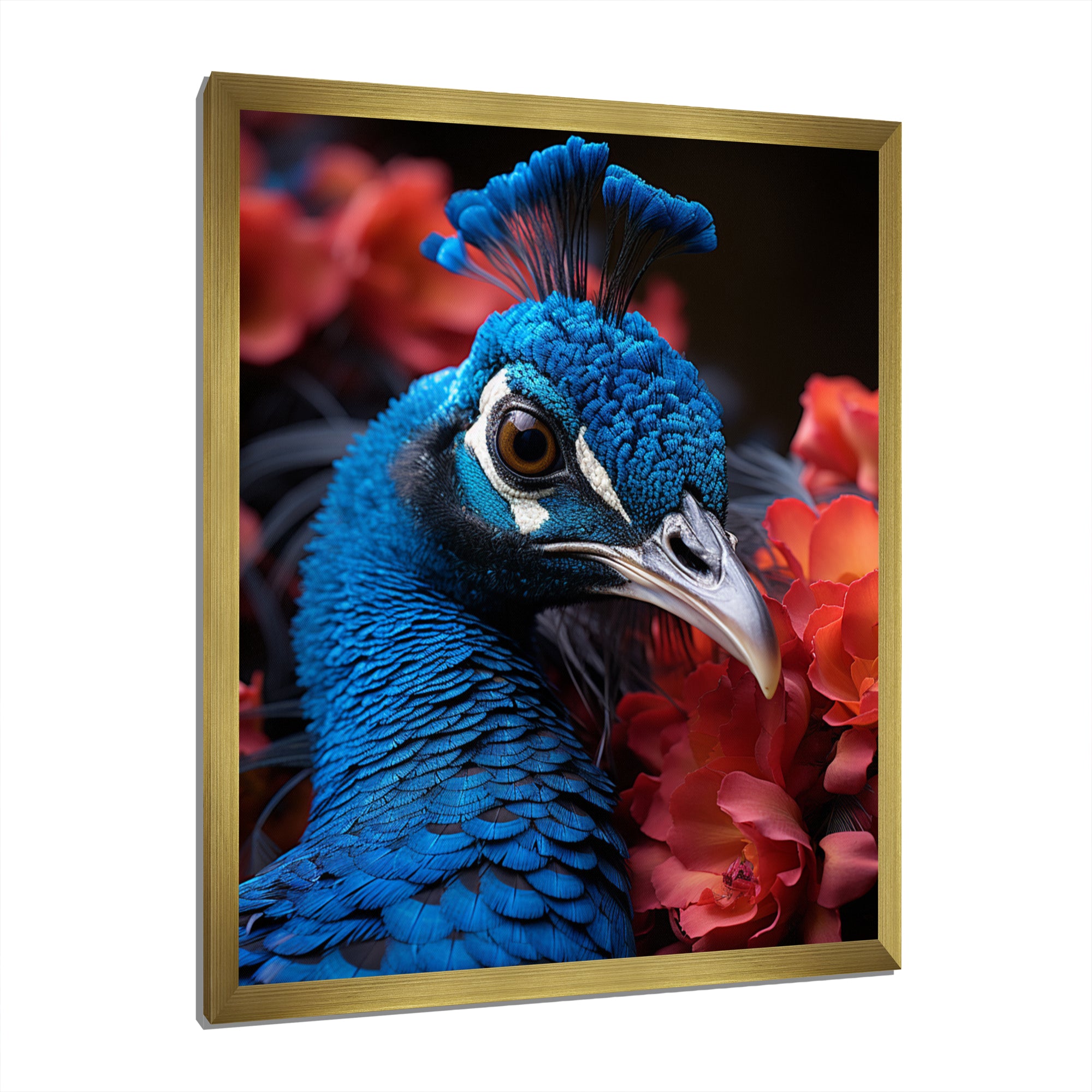 Teal Peacock Portrait Vibrant - Peacock Wall Decor