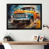 Yellow Pickup Truck Abstract Expressionism - Pickup Truck Canvas Wall Art