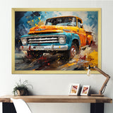 Yellow Pickup Truck Abstract Expressionism - Pickup Truck Canvas Wall Art