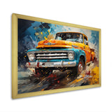 Yellow Pickup Truck Abstract Expressionism - Pickup Truck Canvas Wall Art