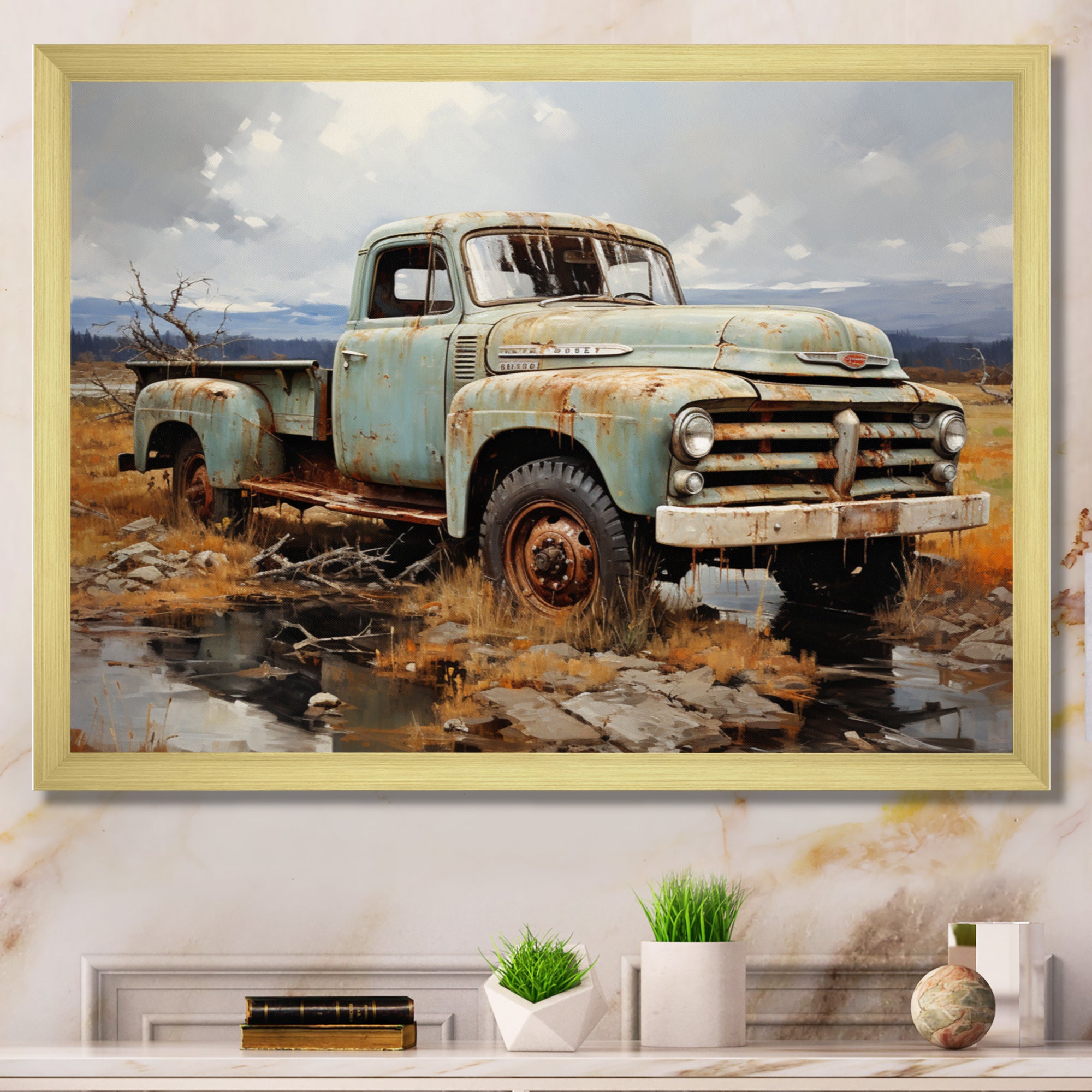 Pickup Truck Atmospheric Impressionism I - Pickup Truck Canvas Wall Art