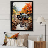 Orange Pickup Truck Autumn Symphony - Pickup Truck Canvas Wall Art