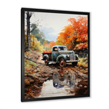 Orange Pickup Truck Autumn Symphony - Pickup Truck Canvas Wall Art
