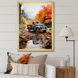 Orange Pickup Truck Autumn Symphony - Pickup Truck Canvas Wall Art