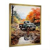 Orange Pickup Truck Autumn Symphony - Pickup Truck Canvas Wall Art