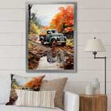 Orange Pickup Truck Autumn Symphony - Pickup Truck Canvas Wall Art