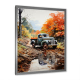 Orange Pickup Truck Autumn Symphony - Pickup Truck Canvas Wall Art