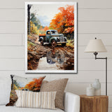 Orange Pickup Truck Autumn Symphony - Pickup Truck Canvas Wall Art
