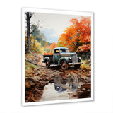 Orange Pickup Truck Autumn Symphony - Pickup Truck Canvas Wall Art