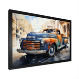 Orange Blue Pickup Truck Bold Contours I - Pickup Truck Canvas Wall Art