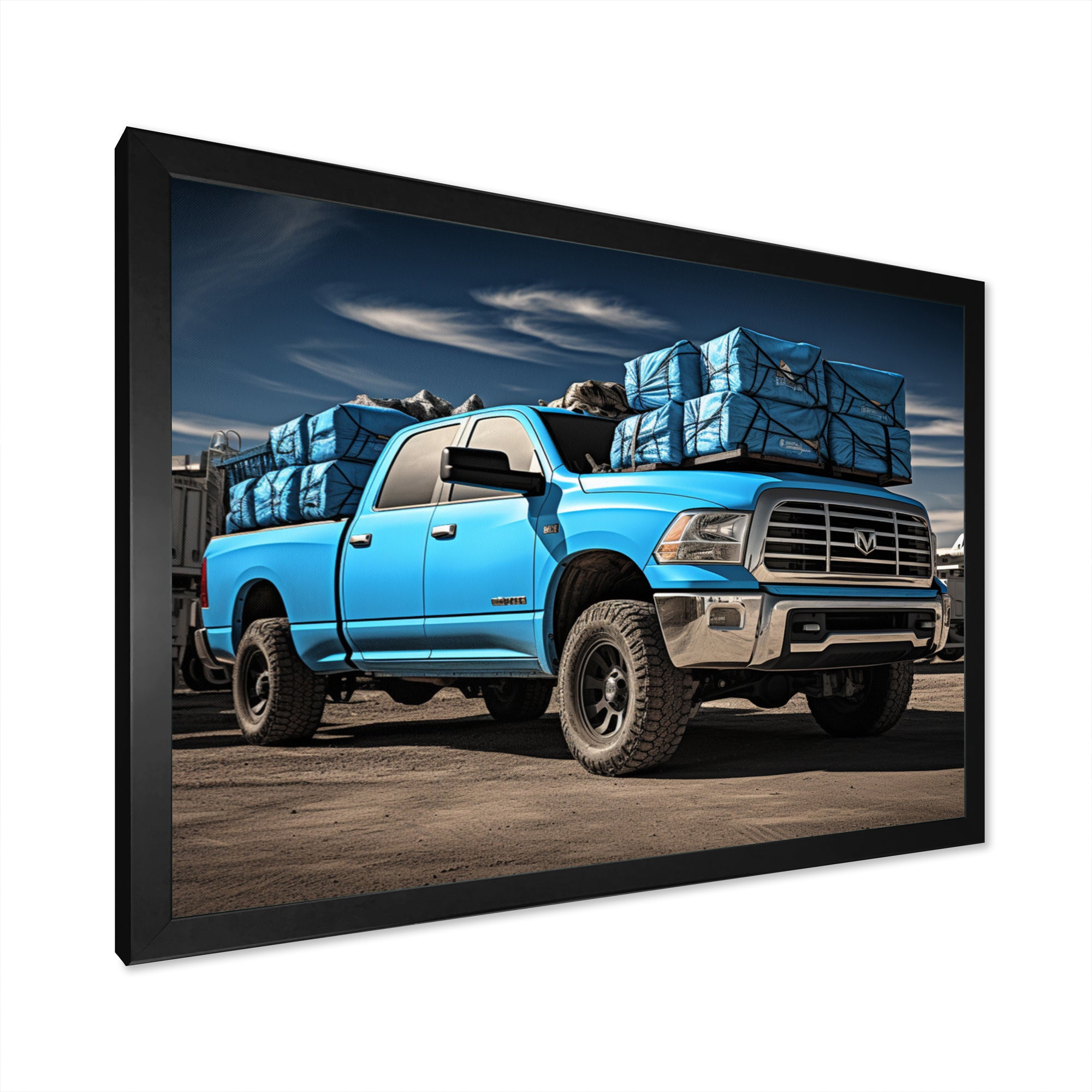 Teal Pickup Truck Cargo Carrier - Pickup Truck Canvas Wall Art