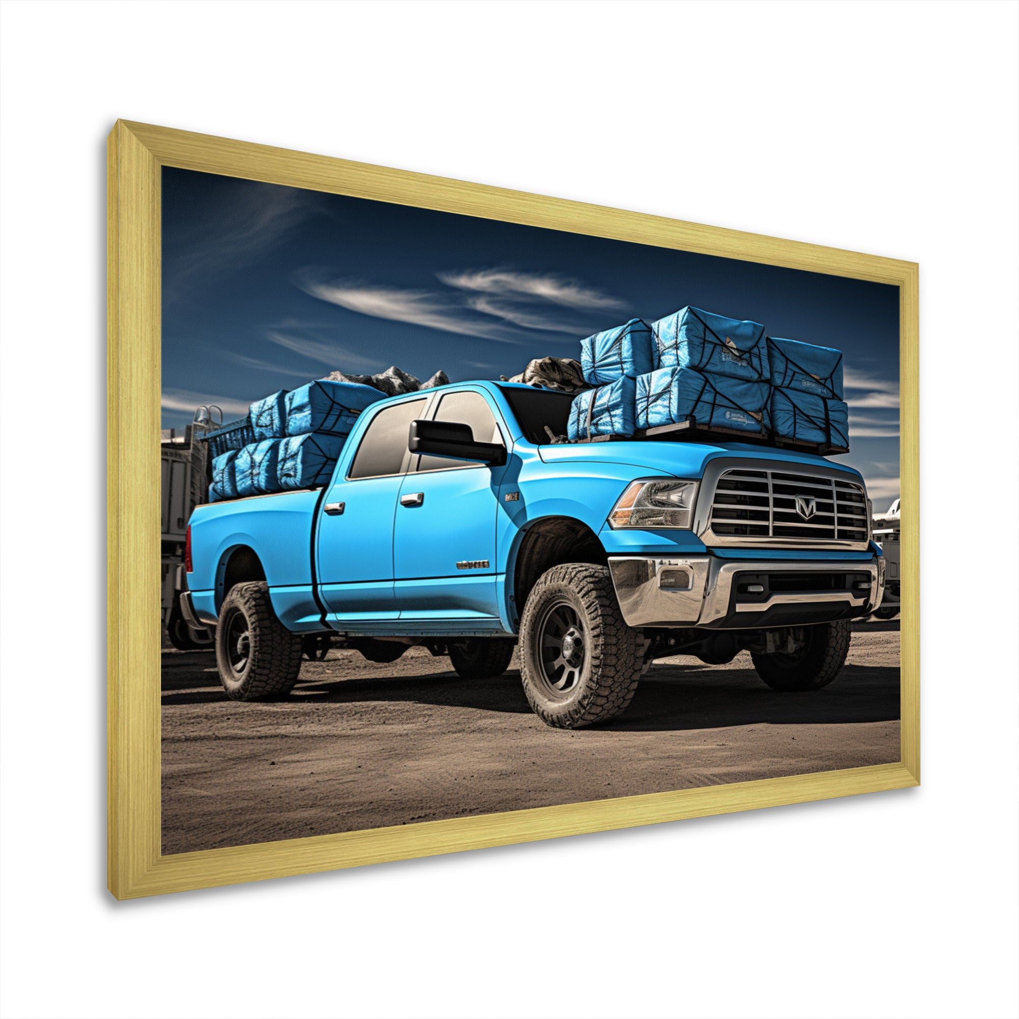 Teal Pickup Truck Cargo Carrier - Pickup Truck Canvas Wall Art