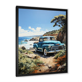 Blue Pickup Truck Coastal Retreat I - Pickup Truck Canvas Wall Art