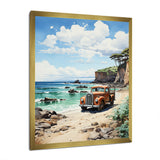Coral Pickup Truck Coastal Retreat - Pickup Truck Canvas Wall Art