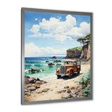 Coral Pickup Truck Coastal Retreat - Pickup Truck Canvas Wall Art
