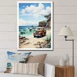 Coral Pickup Truck Coastal Retreat - Pickup Truck Canvas Wall Art