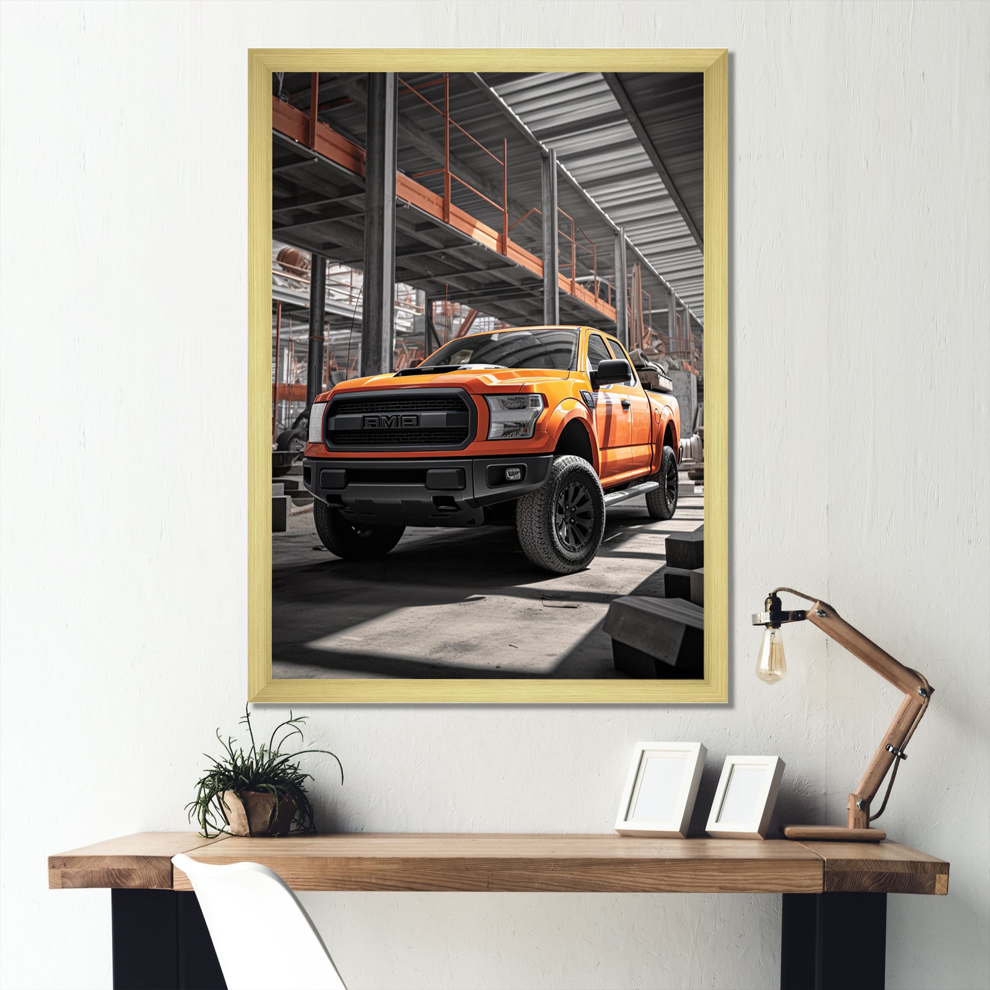 Pickup Truck Construction Chronicles I - Pickup Truck Canvas Wall Art