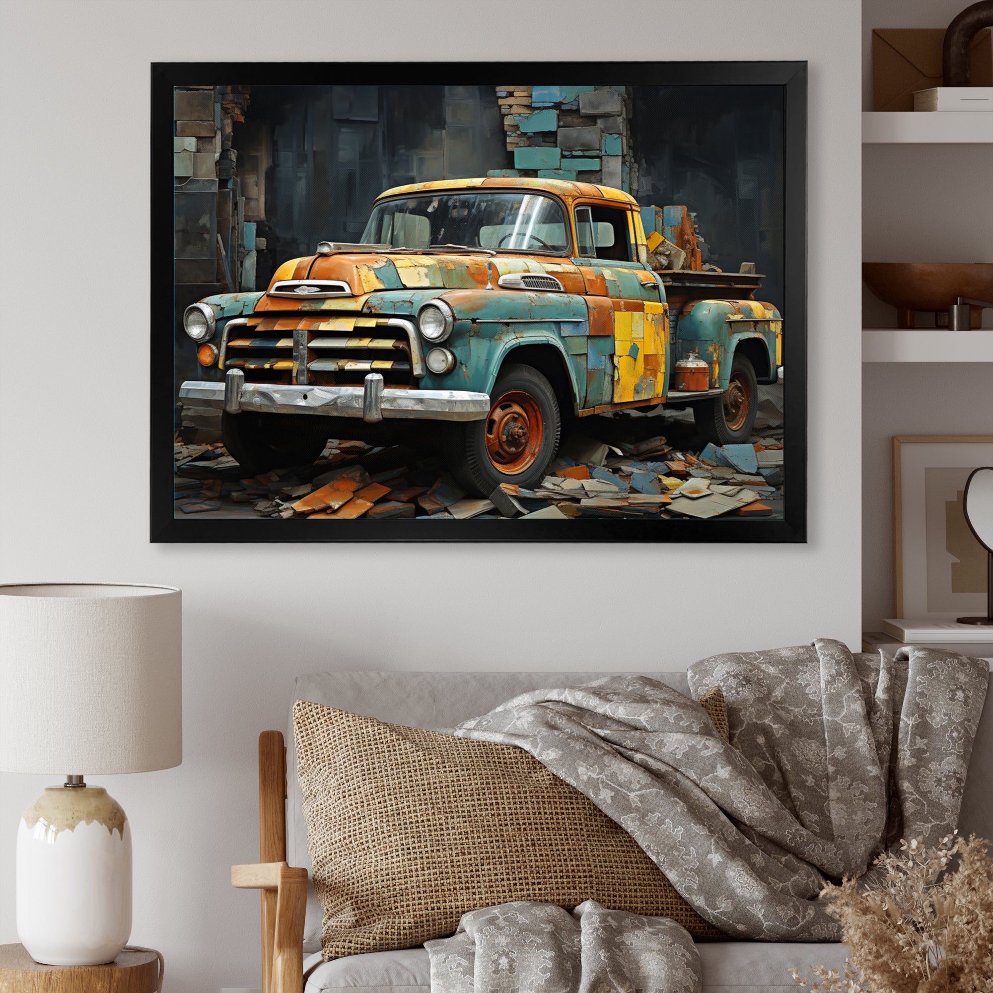 Pickup Truck Poupart Collage - Pickup Truck Canvas Wall Art