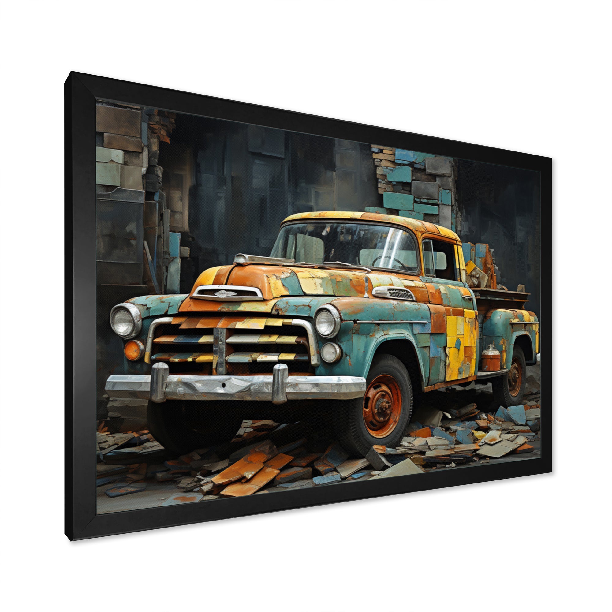 Pickup Truck Poupart Collage - Pickup Truck Canvas Wall Art