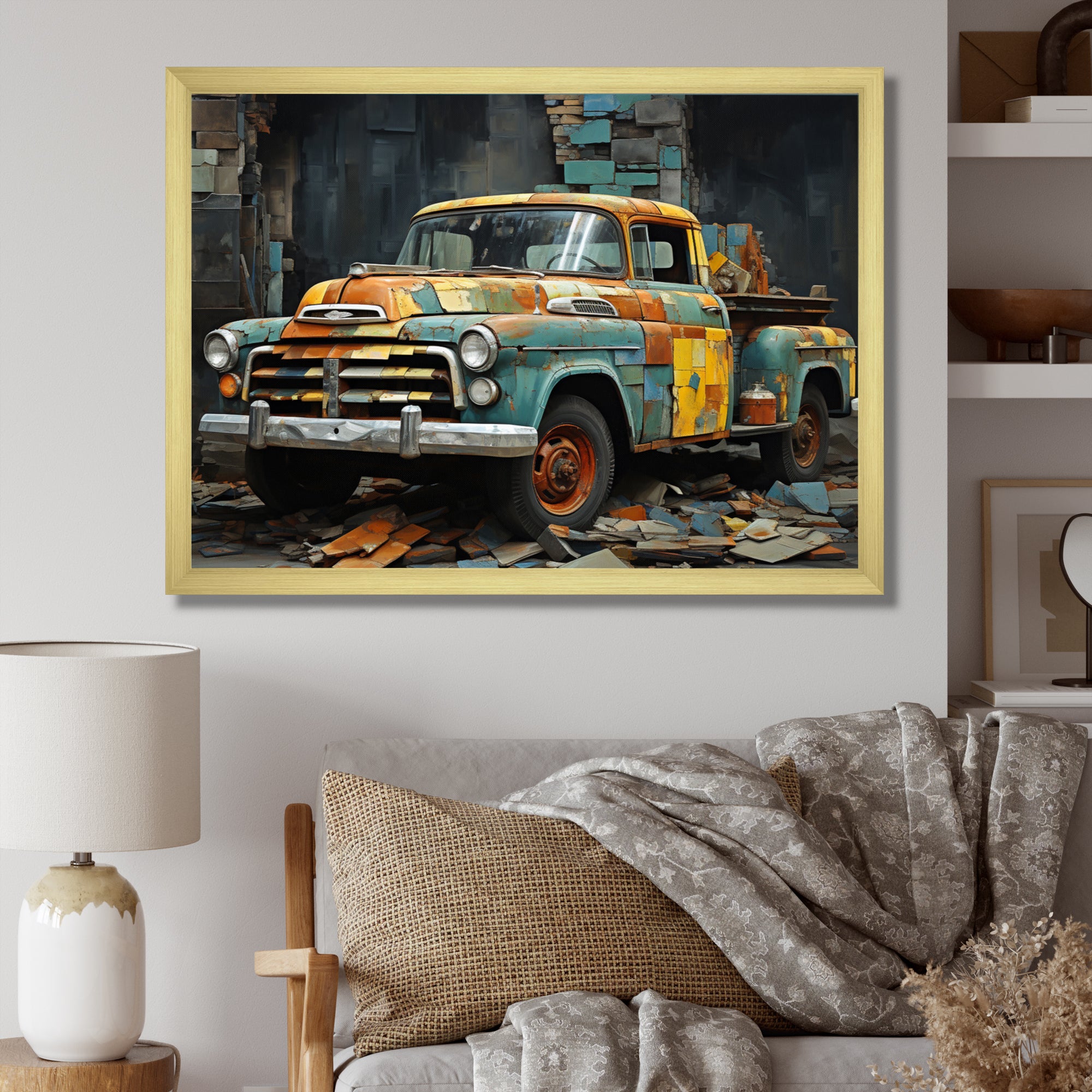 Pickup Truck Poupart Collage - Pickup Truck Canvas Wall Art