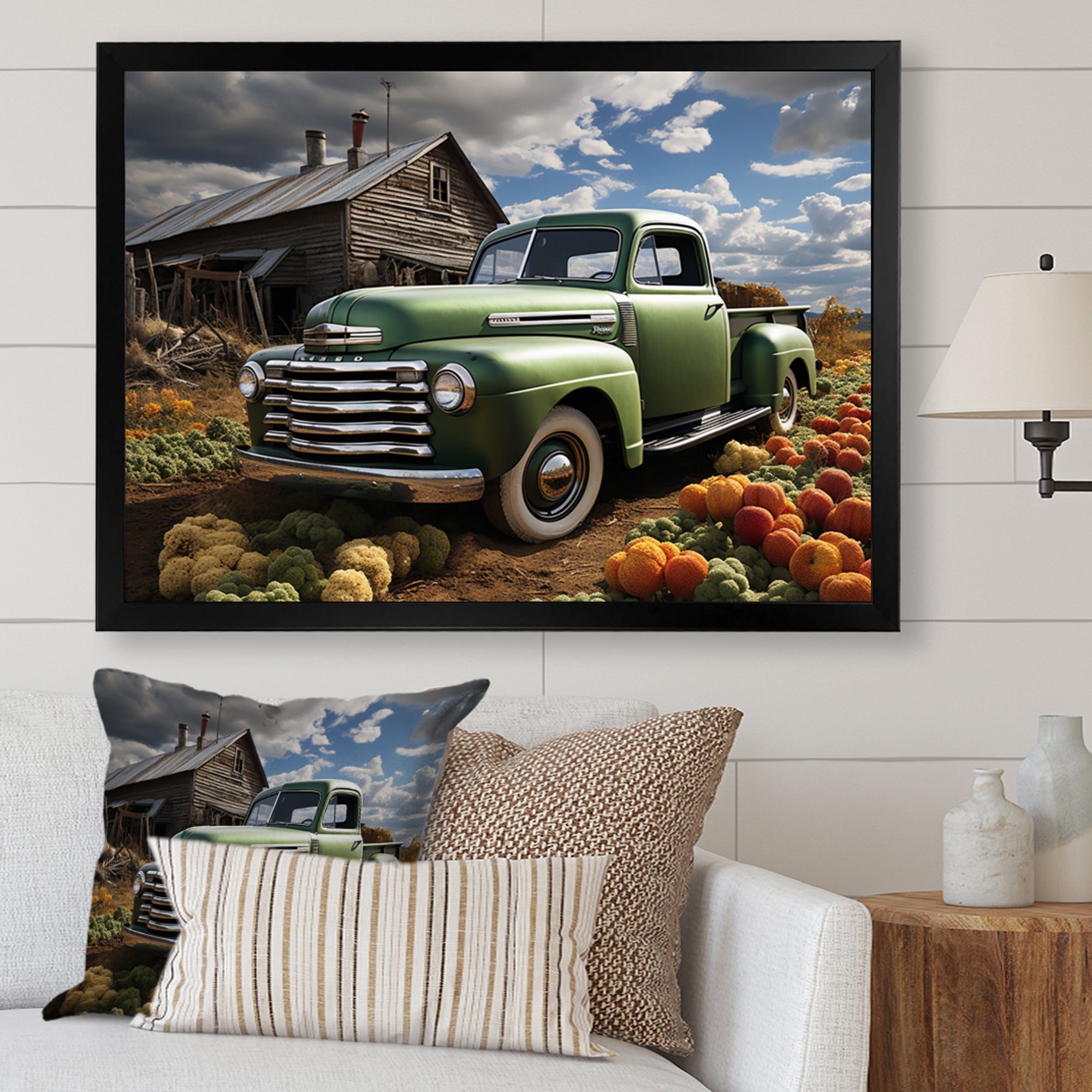 Pickup Truck Country Charm I - Pickup Truck Canvas Wall Art
